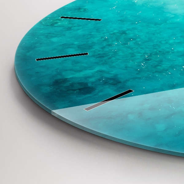 Round glass clock Beach sea sand