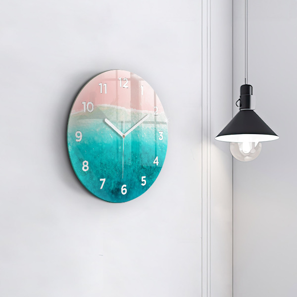Round glass clock Beach sea sand