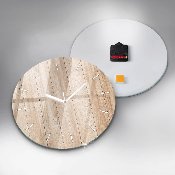 Round glass clock Wooden texture