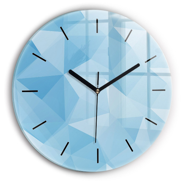 Round glass clock Triangles abstract