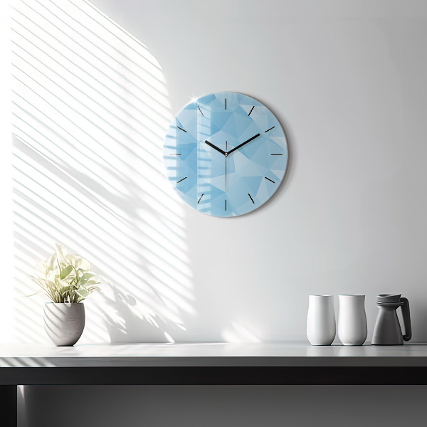 Round glass clock Triangles abstract