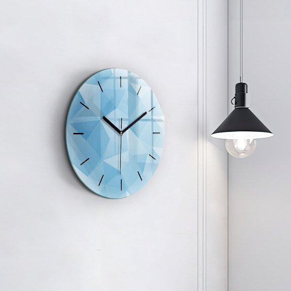 Round glass clock Triangles abstract