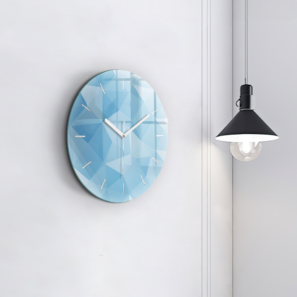 Round glass clock Triangles abstract