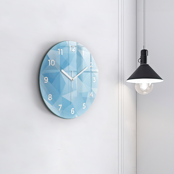 Round glass clock Triangles abstract