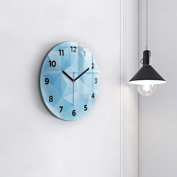 Round glass clock Triangles abstract