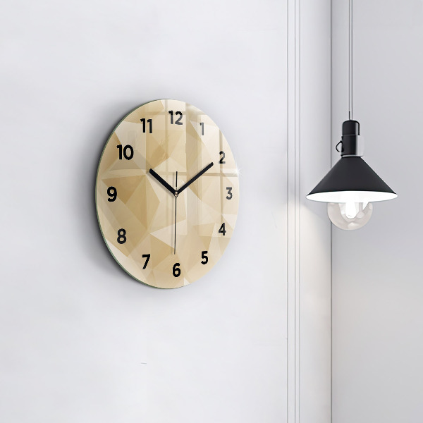 Round glass clock Triangles abstract