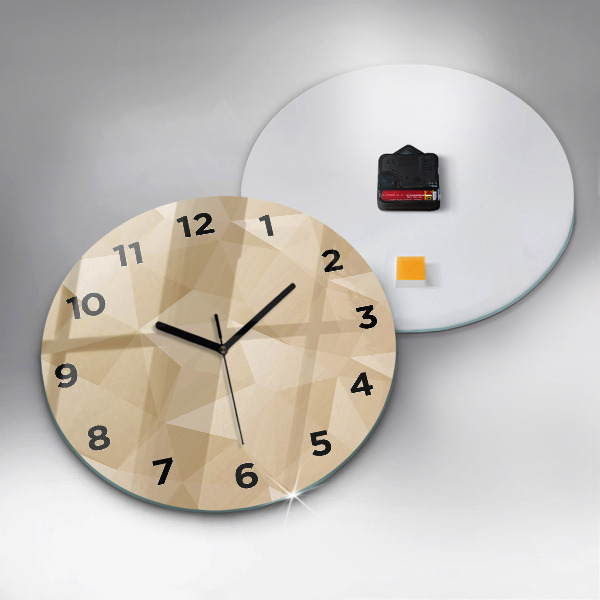 Round glass clock Triangles abstract