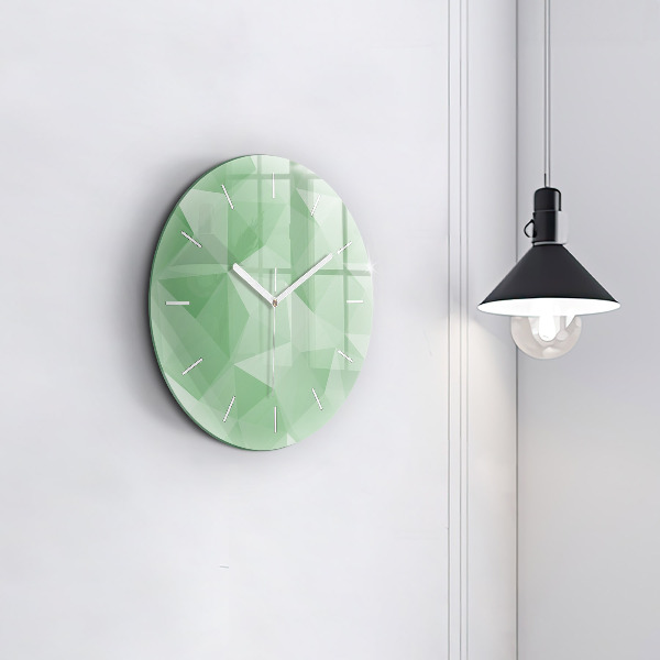 Round glass clock Triangles abstract