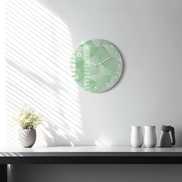 Round glass clock Triangles abstract