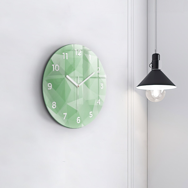 Round glass clock Triangles abstract