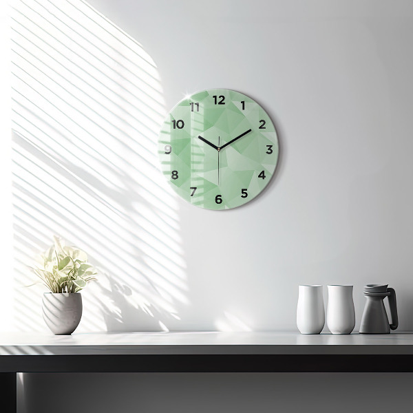 Round glass clock Triangles abstract