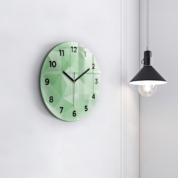Round glass clock Triangles abstract