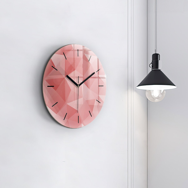 Round glass clock Triangles abstract