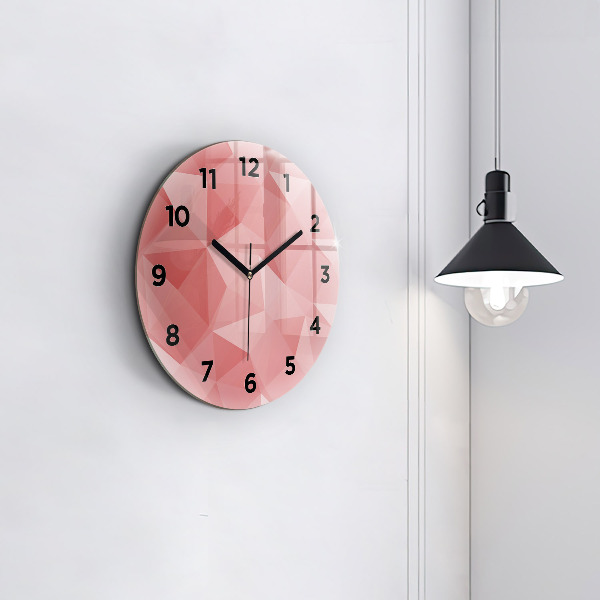 Round glass clock Triangles abstract