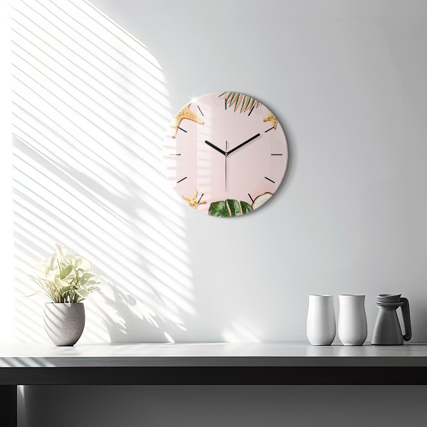 Round glass clock Summer mood