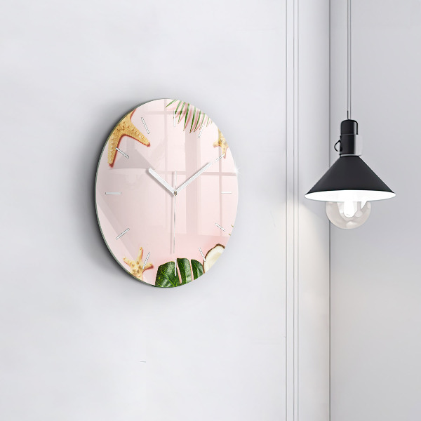 Round glass clock Summer mood