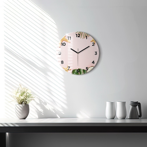 Round glass clock Summer mood