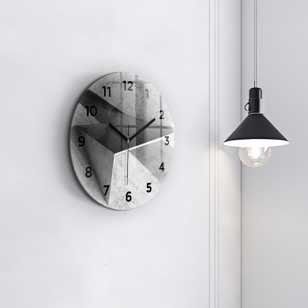 Round glass clock Abstraction triangles