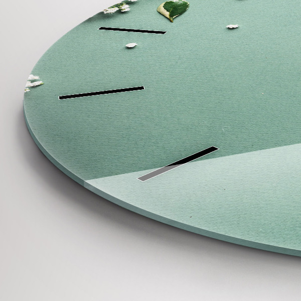 Round glass clock Delicate flowers