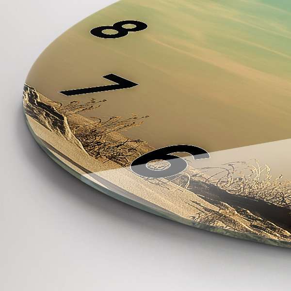 Round glass clock Elephant on a tree