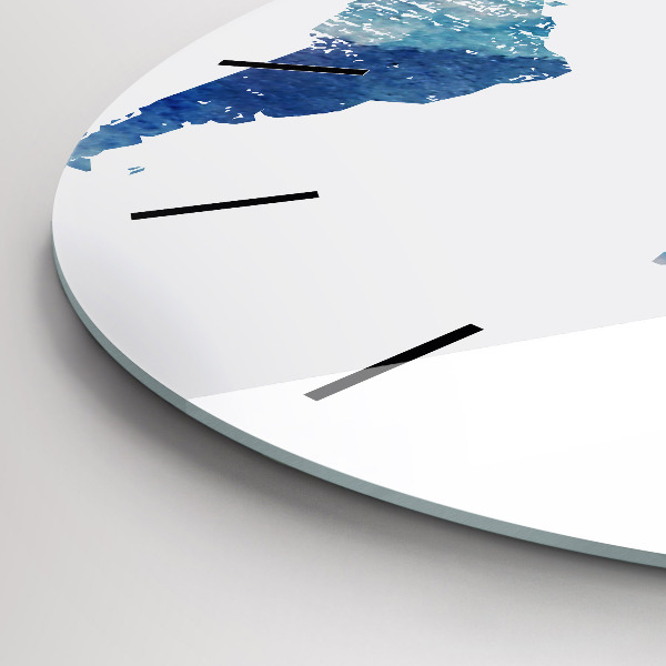 Round glass clock World map