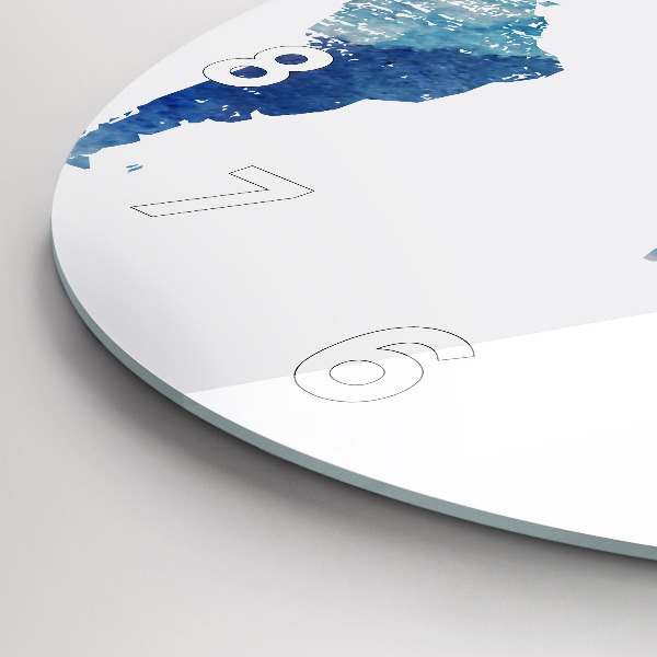 Round glass clock World map