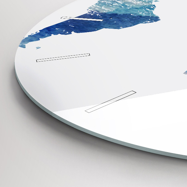 Round glass clock World map