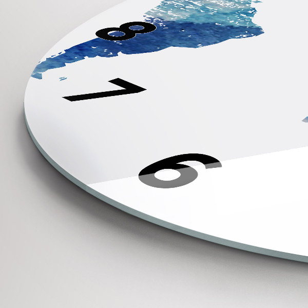 Round glass clock World map