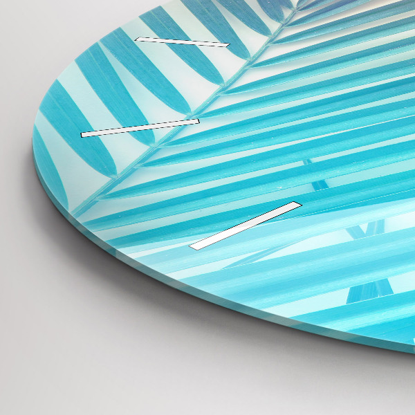 Round glass clock Tropical palm tree
