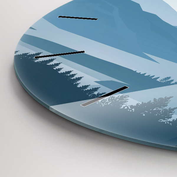 Round glass clock Mountain Landscape