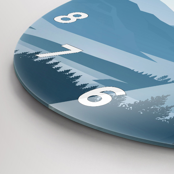 Round glass clock Mountain Landscape