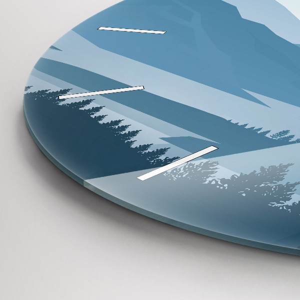Round glass clock Mountain Landscape