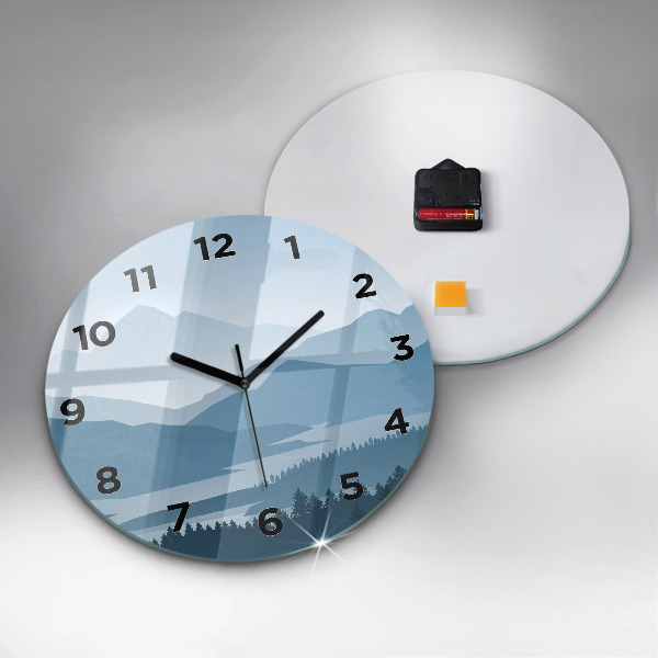 Round glass clock Mountain Landscape