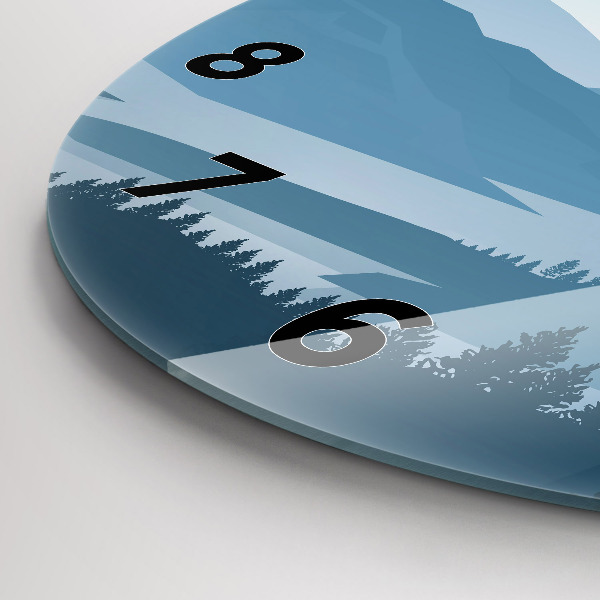Round glass clock Mountain Landscape
