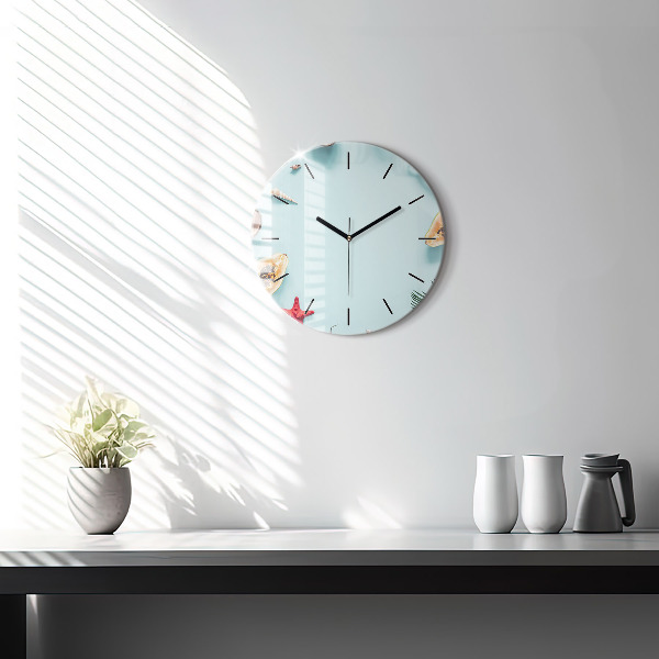 Round glass clock Holiday composition