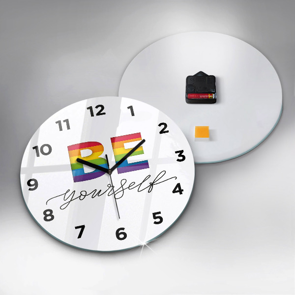 Round glass clock The inscription Be yourself