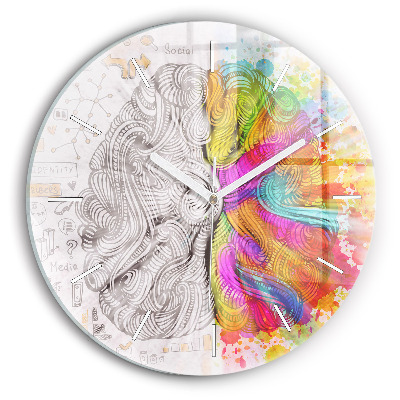 Round glass clock Abstraction brain