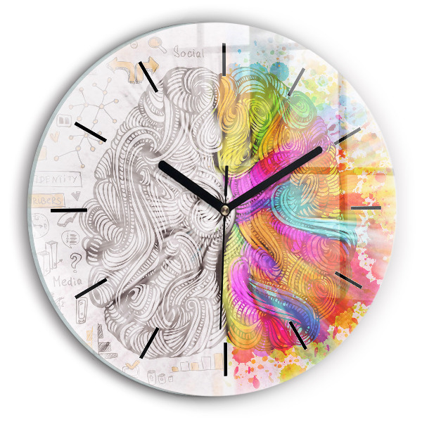 Round glass clock Abstraction brain