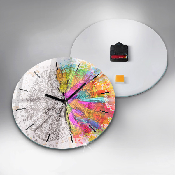 Round glass clock Abstraction brain