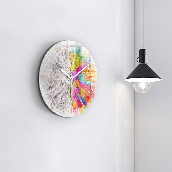 Round glass clock Abstraction brain