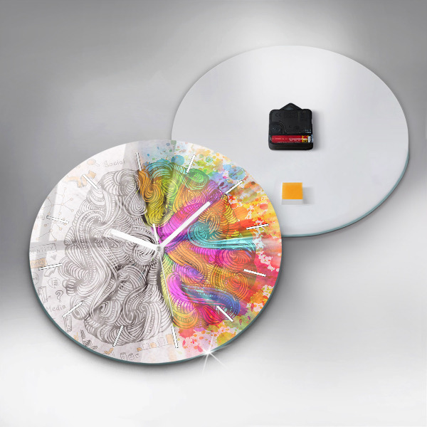 Round glass clock Abstraction brain