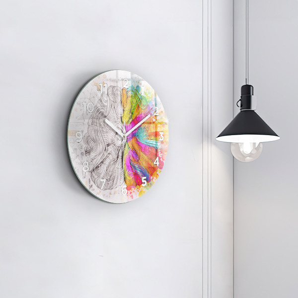 Round glass clock Abstraction brain