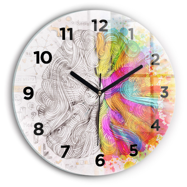 Round glass clock Abstraction brain
