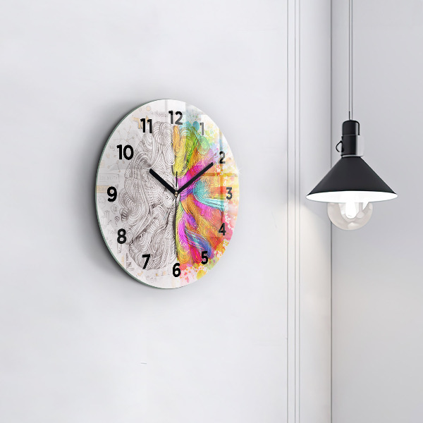 Round glass clock Abstraction brain