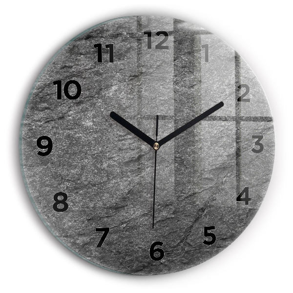 Round glass clock Volcanic rock