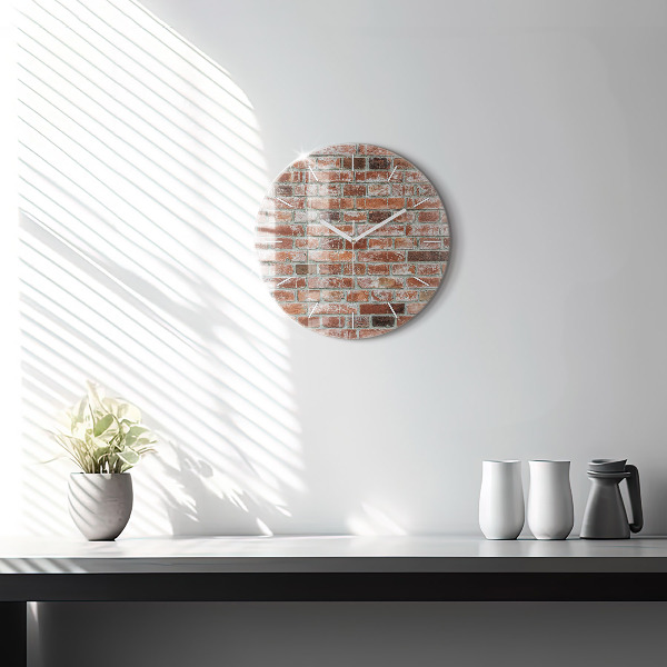 Round glass clock Brick wall