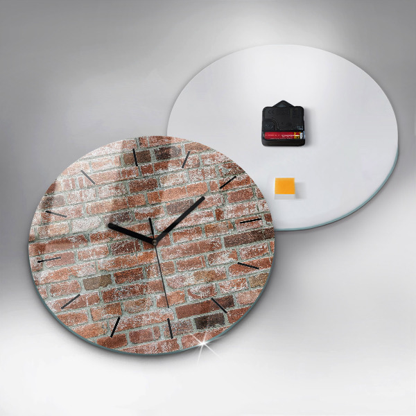 Round glass clock Brick wall