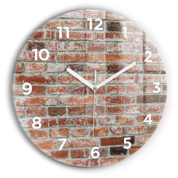 Round glass clock Brick wall