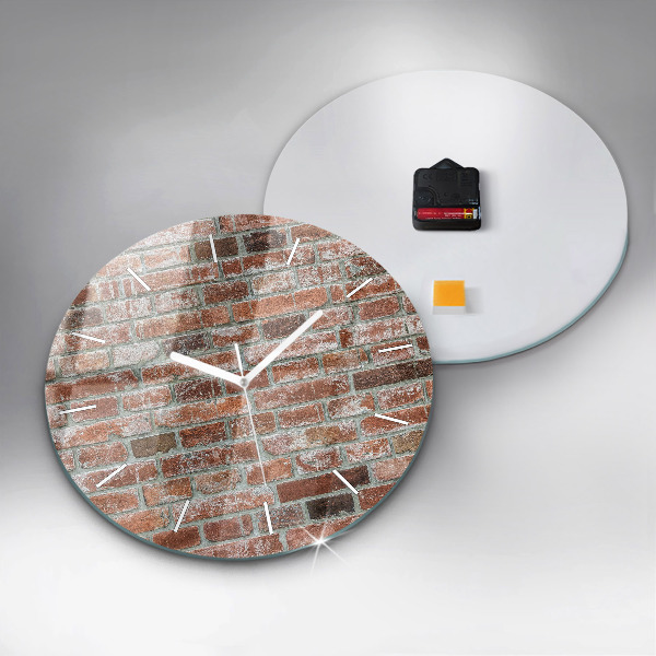 Round glass clock Brick wall
