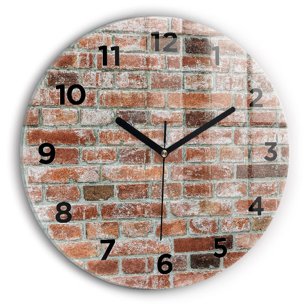 Round glass clock Brick wall